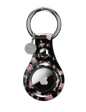 Black and Pink Floral Airtag Case