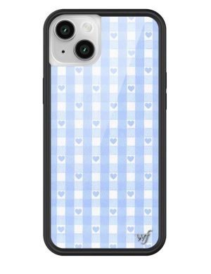 Blue Gingham Hearts iPhone Case