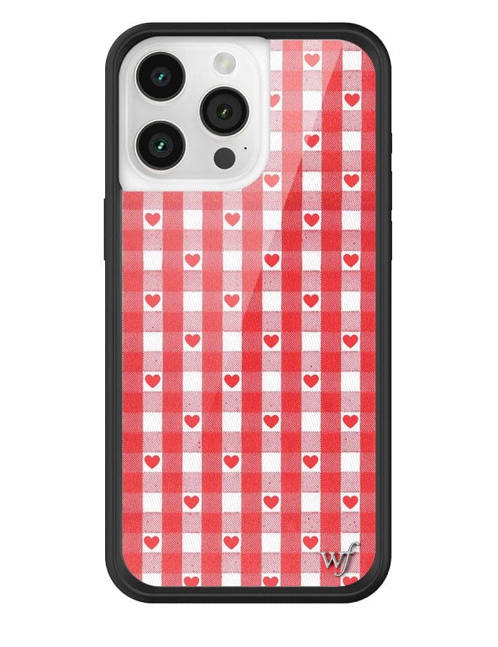 Red Gingham Hearts iPhone Case